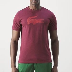 Lacoste SPORT Men's Regular Fit Crew Neck Maroon T-Shirt - Size XL